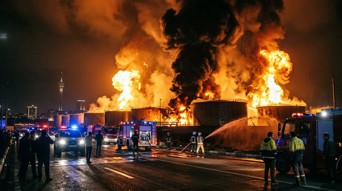 Iran Oil Depot Strikes: Explosions Light Up Tehran Night